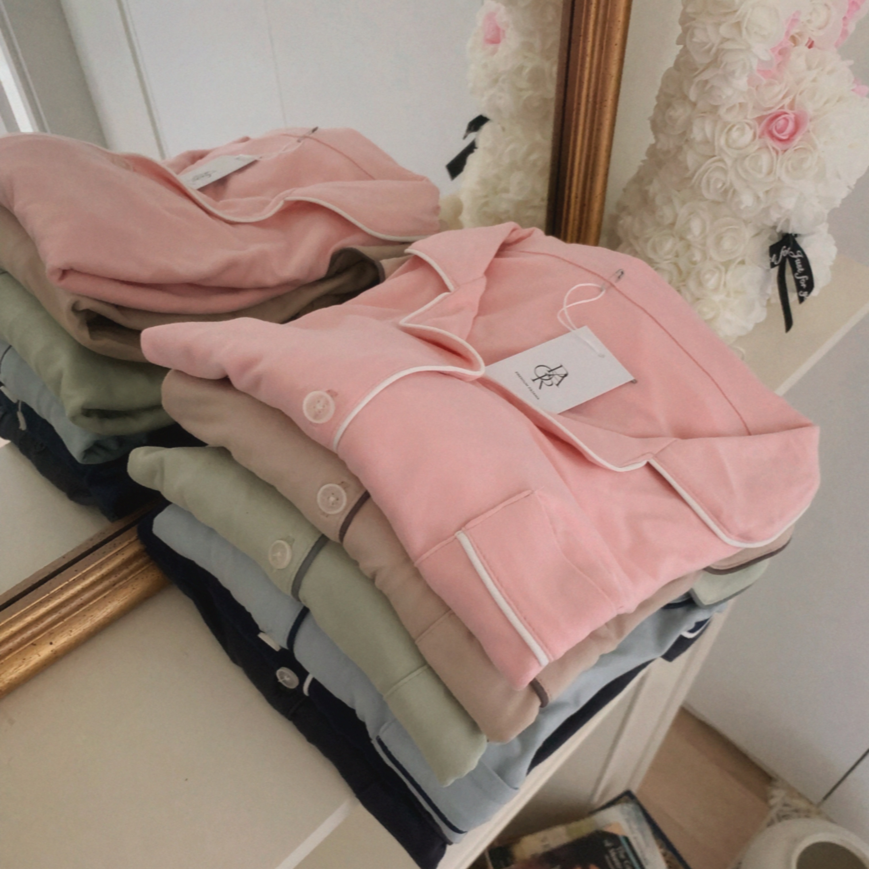 치즈 베이직 긴팔/반팔 세트 커플잠옷 빅사이즈 파자마