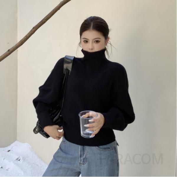여성 루즈핏 터틀넥 니트 스웨터 가을 겨울 캐시미어 혼방 따뜻한 울 니트웨어 스타일리시한 데일리룩 편안한 착용감 캐주얼 풀오버 디자인 - 상품 이미지