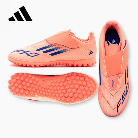 [12시 이전 주문시 오늘출발] 아디다스 주니어 풋살화 F50 클럽 TF 끈없는 아동용 유소년용 벨크로 JI0035(오렌지/블루), 235