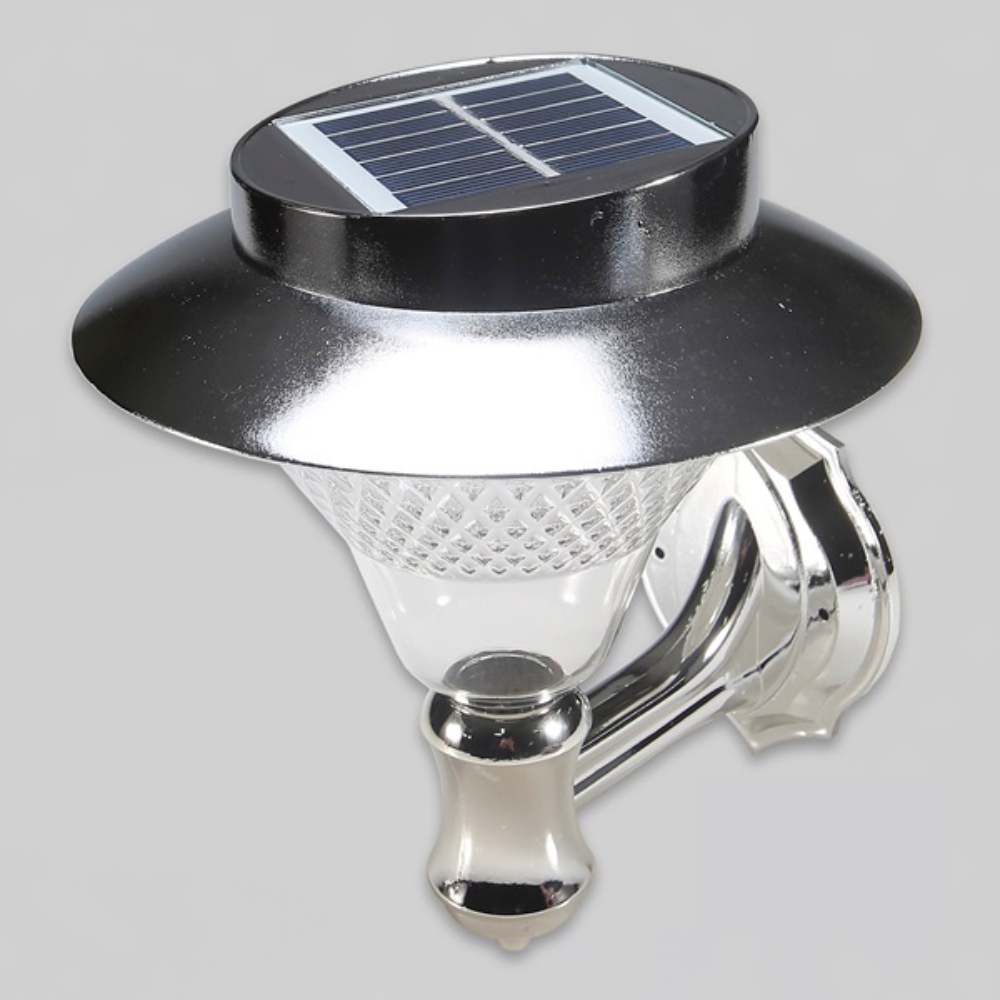 LED 태양광 벽등 정원등 24LED 12W 실버 주광색 계단 테라스 팩형 잔디등 겸용 - 상품 이미지