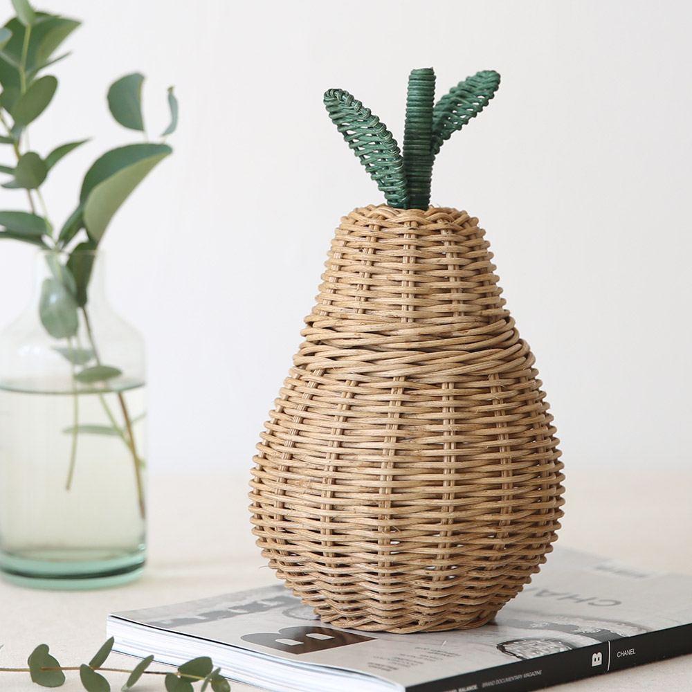 라탄 서양배 수납 장난감바구니 바스켓 정리 라탄트레이 원형 옷 과일 소