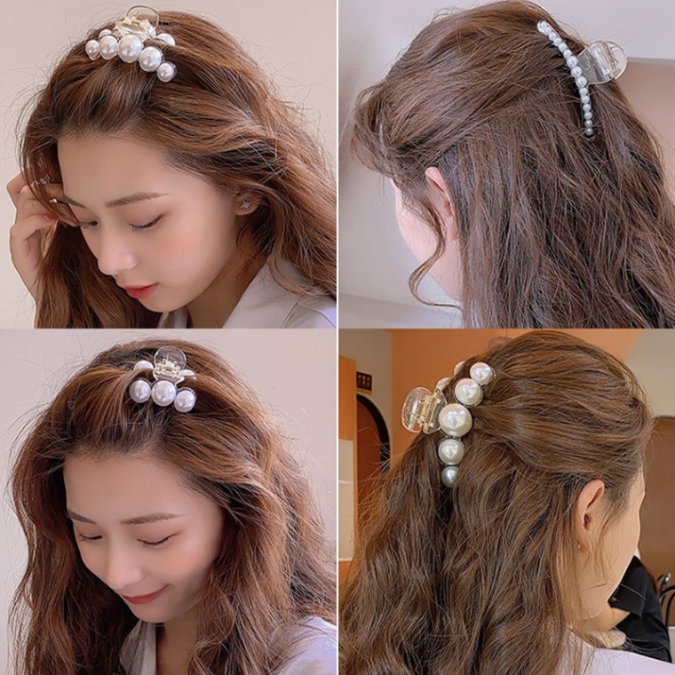 진주 올림머리 반머리 헤어 왕 집게핀 명품 젤리집게 미니 집게삔 - 상품 이미지
