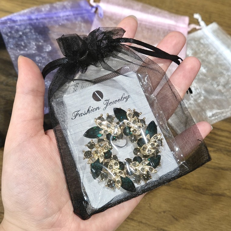 컬러 망사 복주머니 파우치 10x12cm 선물 포장 미니 - 메인 이미지