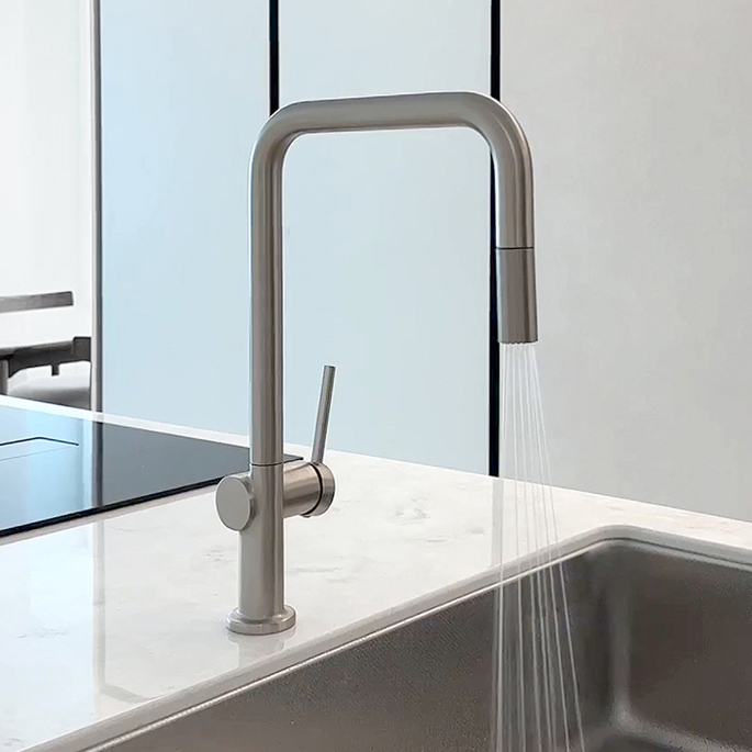 라우체 아르띠 C형 무광 니켈 주방 싱크수전 TM0028CN