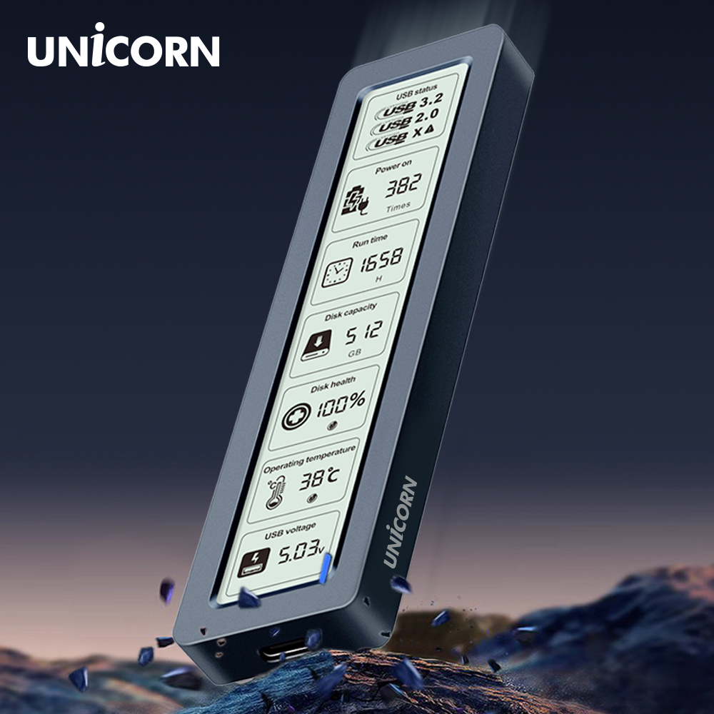 유니콘 스마트LCD 알루미늄 M.2 NVME SSD외장하드케이스 USB3.2Gen2 10Gbps A+C타입젠더 MSD-L50 - 상세 이미지 3