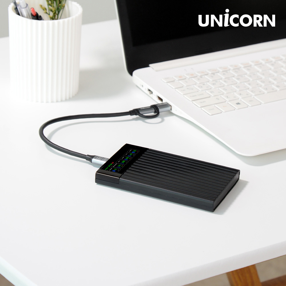 유니콘 스마트LCD 2.5인치 HDD SSD 외장하드케이스 USB3.2Gen1 A+C타입젠더 슬라이딩결합 HSD-L20 - 상세 이미지 2