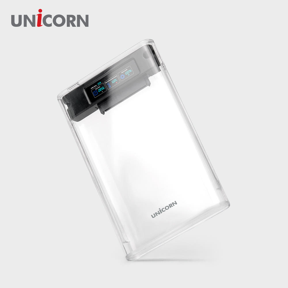 스마트컬러LCD 2.5인치 HDD SSD 투명외장하드케이스 USB3.2Gen1 A+C타입젠더 슬라이딩결합 HSD-L40 상세 이미지 4