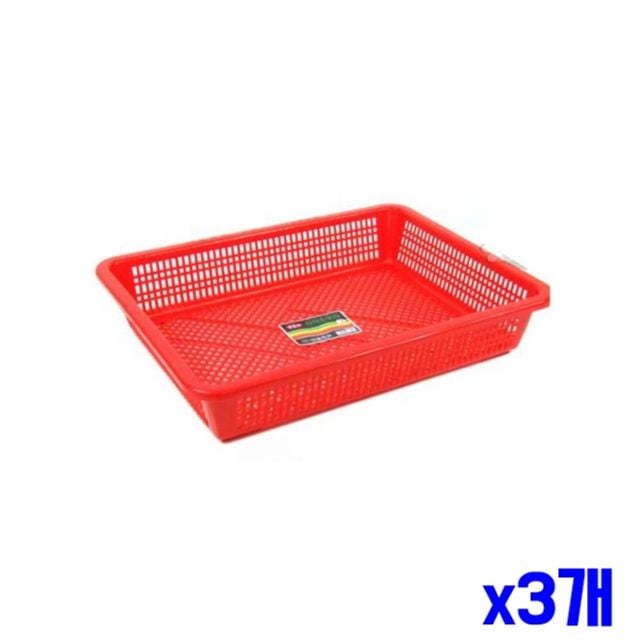 물빠짐 좋은 사각 소쿠리 53x41.2x10.8cm x3개 채반 녹색 - 상품 이미지