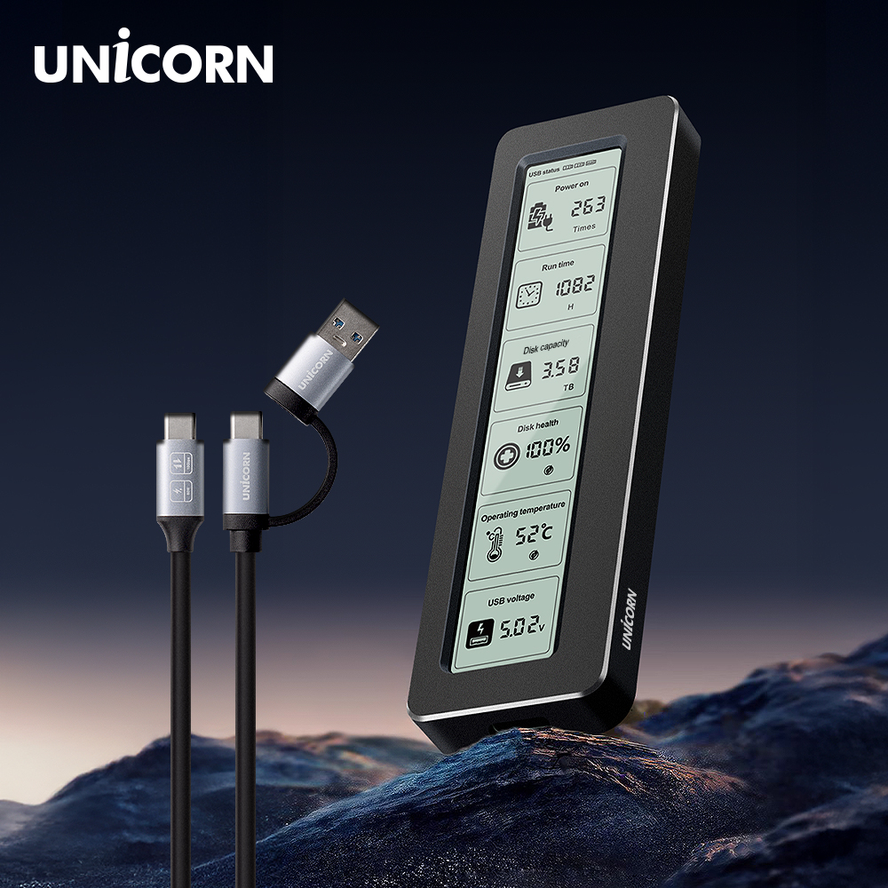 유니콘 스마트LCD 통알루미늄 M.2 NVME SSD외장하드케이스 USB3.2Gen2 10Gbps A+C타입젠더 MSD-L60 - 상세 이미지 5