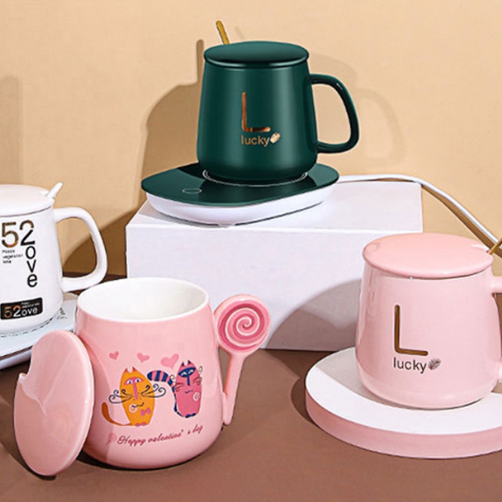 컵워머 가장 마시기좋고 맛있는온도 55도 유지 안전한 자동중력전원 따뜻한 보온 컵받침대 - 상품 이미지