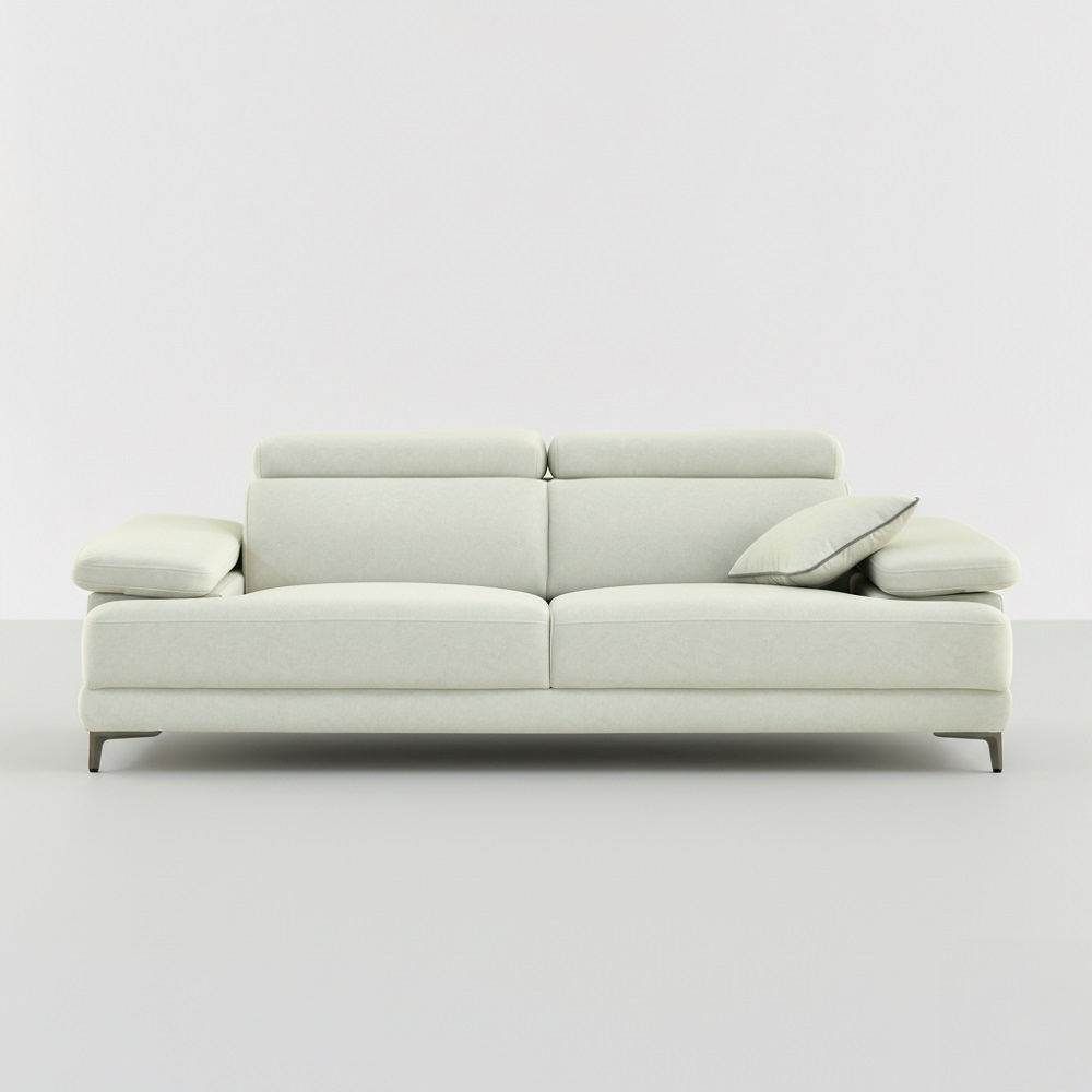 스코나 아드모 조야 아쿠아텍스 패브릭 이지클린 헤드틸팅 소파 스툴미포함, 연그레이, 3인용