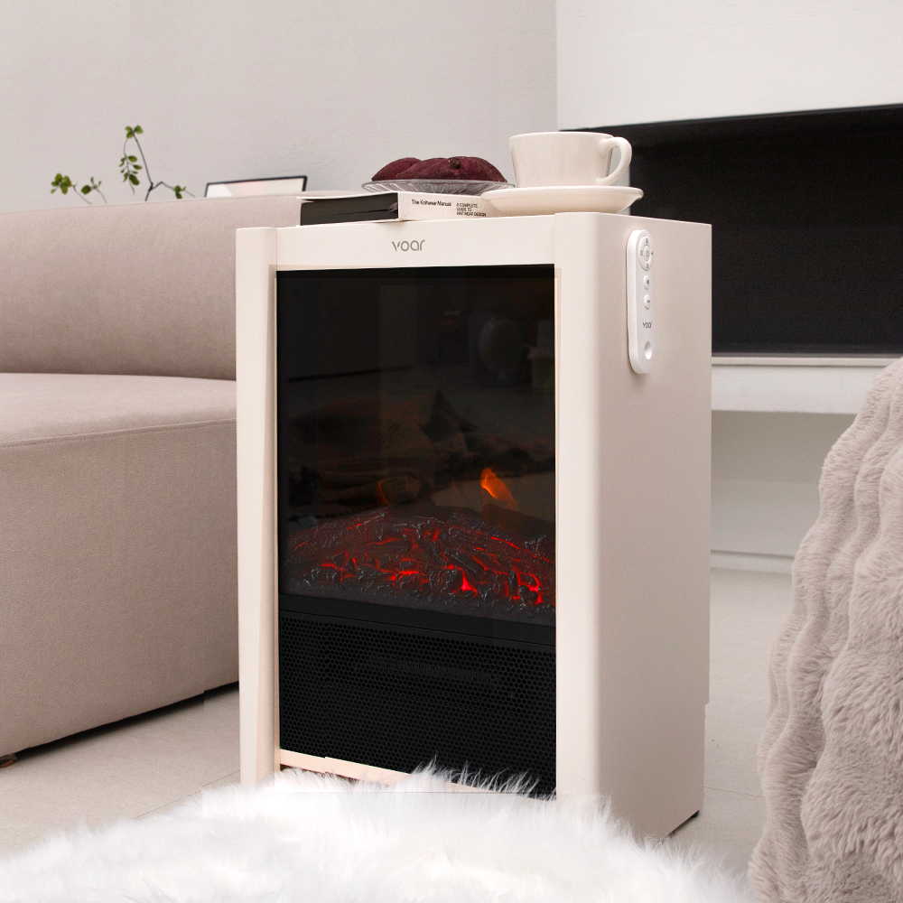 보아르 플라미오 불멍 전기 온풍기 벽난로 가정용 난방기 무드LED 스마트 즉각발열