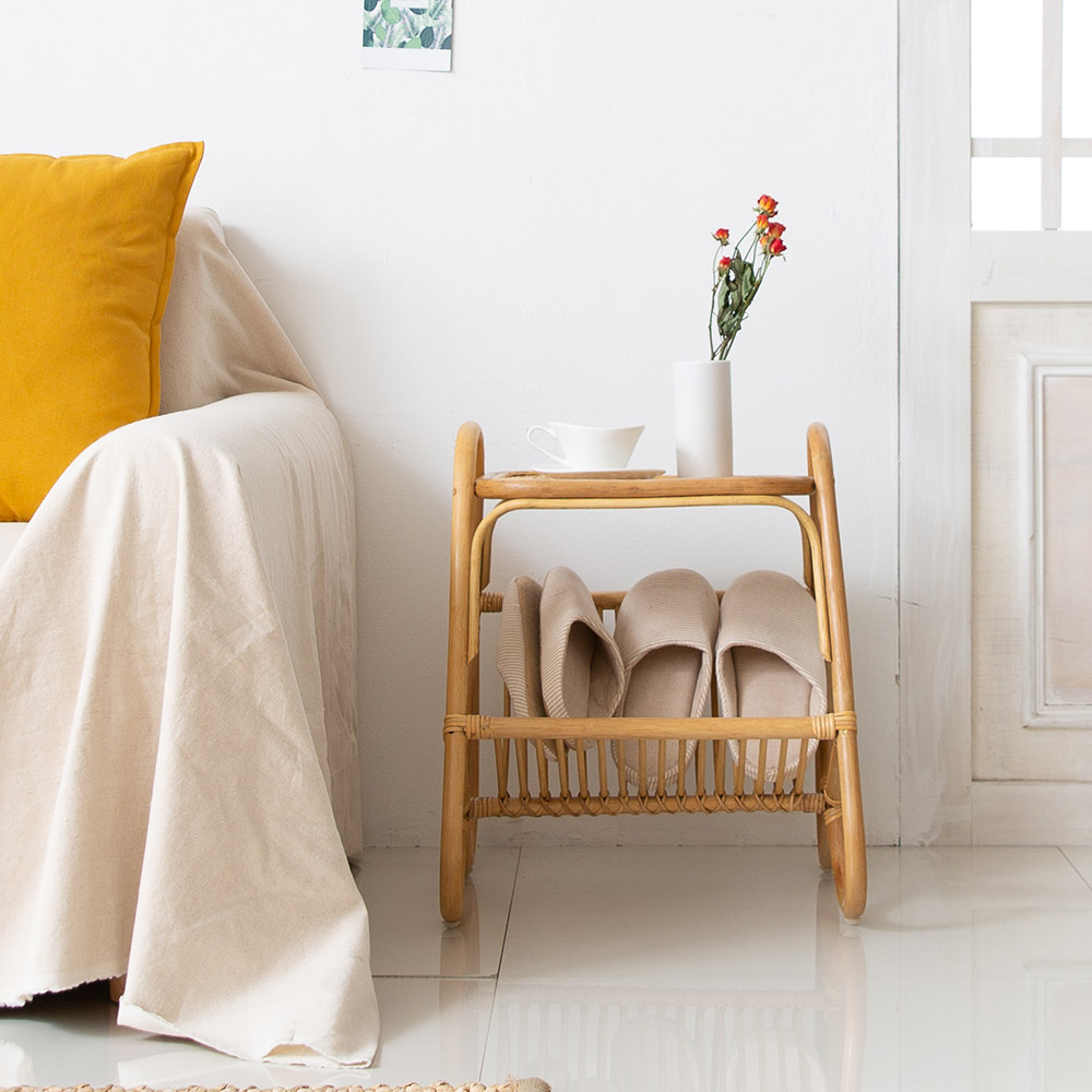 하티 라탄 티테이블 쇼파 보조 간이테이블 침대 거실협탁 원목 수납 잡지