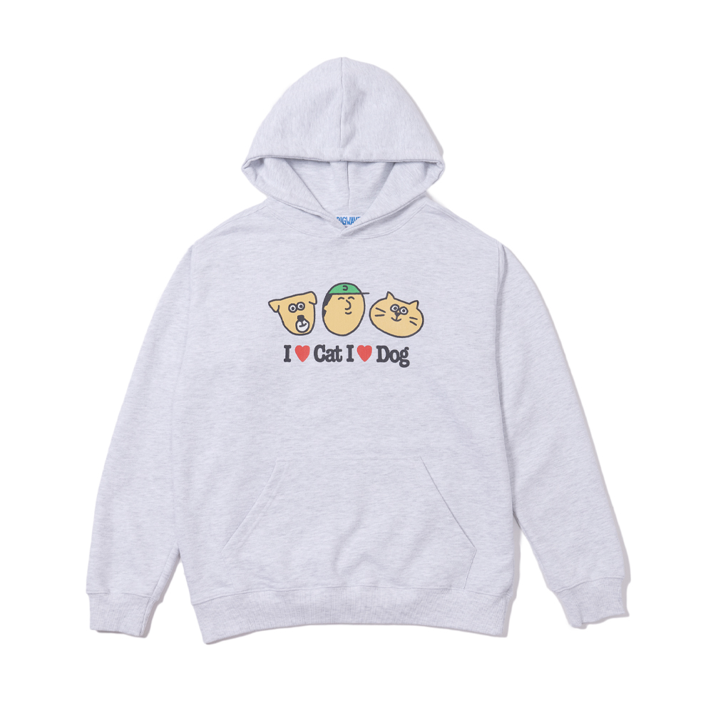 [빅웨이브] 아이러브 캣 & 독 후드티 (1% 멜란지) 제품 이미지