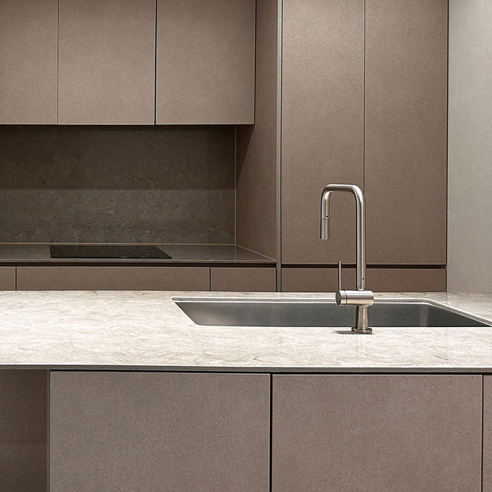 라우체 아르띠 C형 무광 니켈 주방 싱크수전 TM0028CN