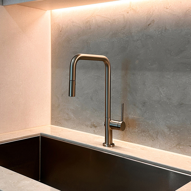 라우체 아르띠 C형 무광 니켈 주방 싱크수전 TM0028CN