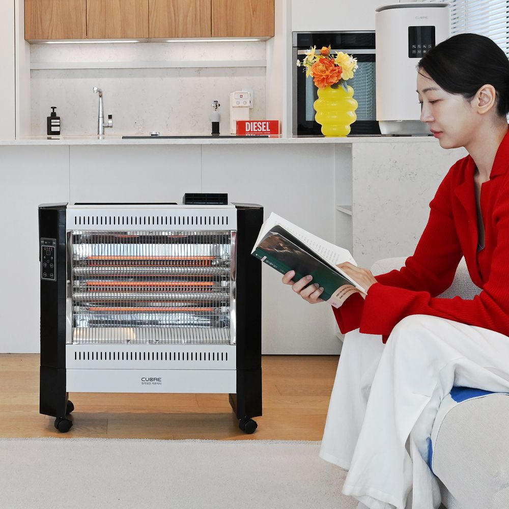 쿠오레 카본히터 전기난로 전기히터 원적외선 온풍팬 3D입체난방 3단온도조절 CH-33F