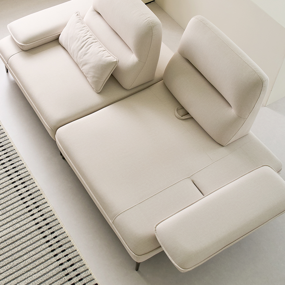 누아 듀얼 스윙 소파 천연원목 이지클린 프리미엄 패브릭 소파 스툴미포함, 라이트베이지, 코너형