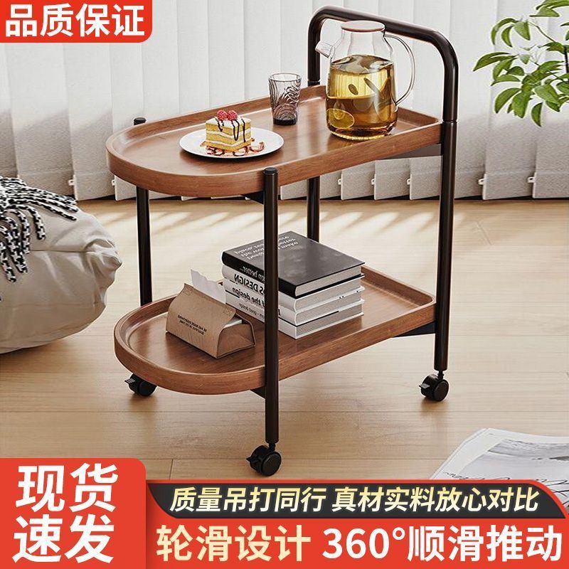 원목트롤리 2단 3단 우드 주방 카트 이동식 월넛 60X35 타원형 트롤리 - 상세 이미지 4