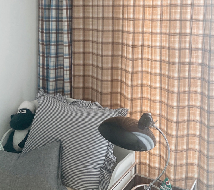 카푸치노 체크 겨울 기모 방한 방풍 아이방 맞춤제작 커튼
