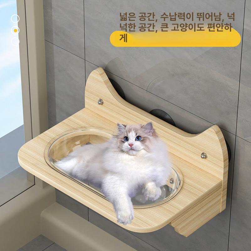 원목 고양이 캣타워 창문 점프대 아크릴 쉼터 벽걸이형 플랫폼 타원형 우주선 대형 - 상세 이미지 4