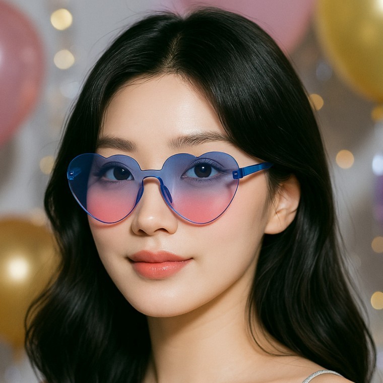 그라데이션 하트 안경 틴트 투톤 생일 파티 선글라스 - 상품 이미지