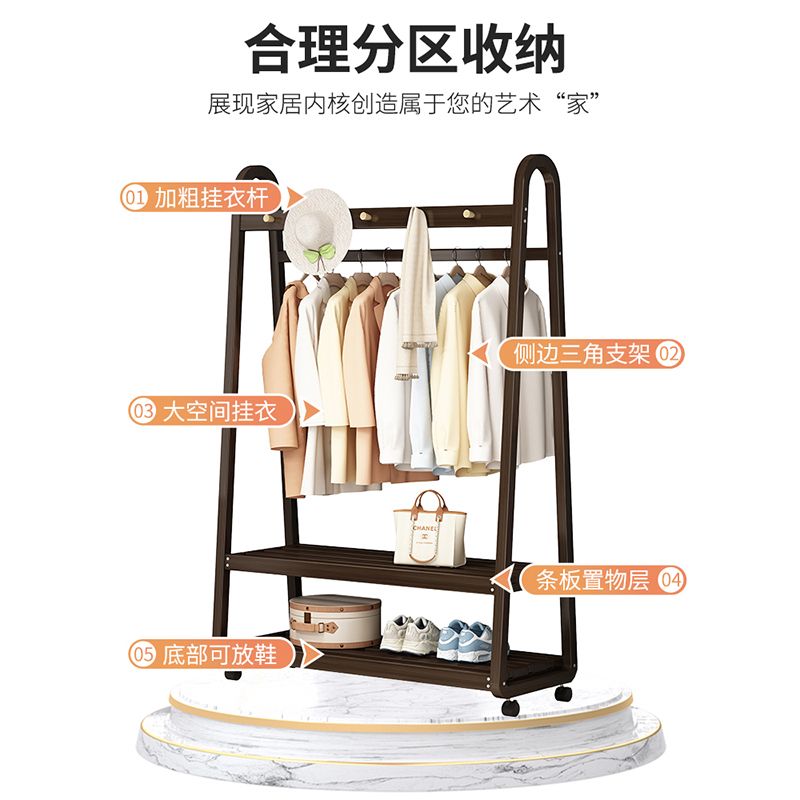 원목 행거 선반 옷가게 헹거 월넛 스탠드 이동식 인테리어 틈새 호두 50CM 레귤러 더블 레이어 - 상세 이미지 2