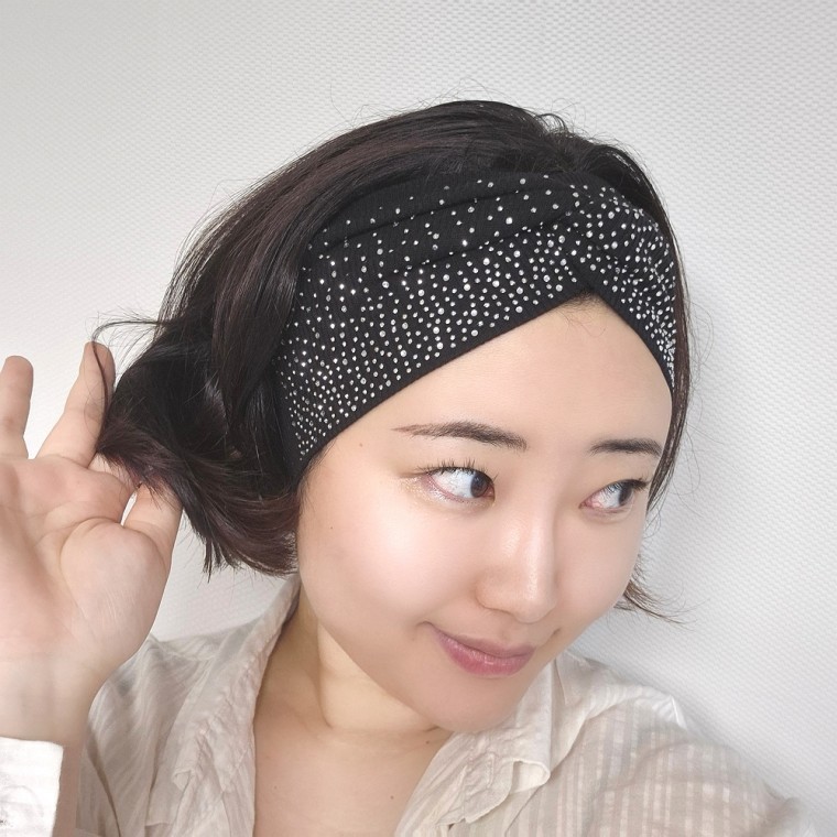 쫀쫀 요가 글리터 큐빅 헤어밴드 10cm 와이드 꼬임밴드 - 상품 이미지
