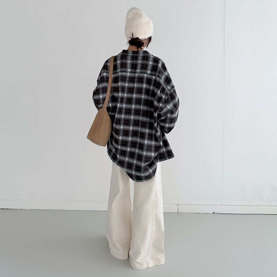 노블 와이드 데님 팬츠 오버핏 아이보리 청바지 - 상세 이미지 4