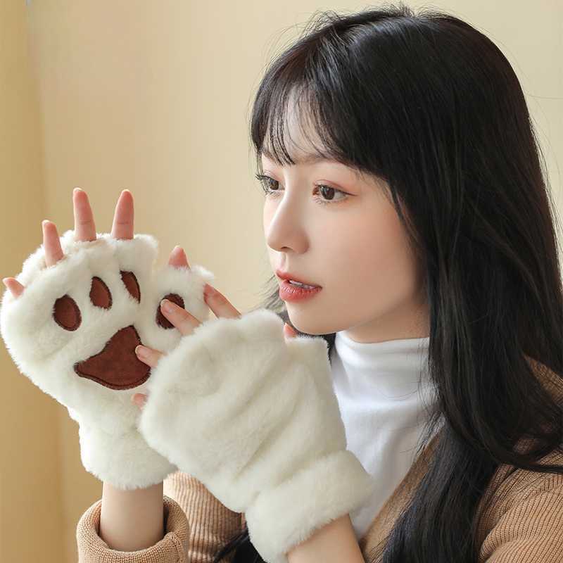 귀여운 고양이 발톱 반손가락 장갑 두꺼운 따뜻한 - 상세 이미지 2