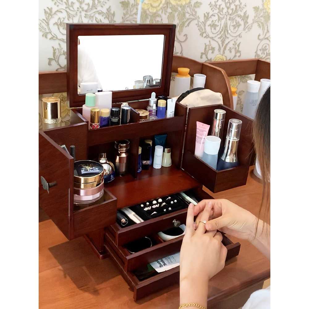 원목 화장품 수납함 화장대 보석 거울 제품 보관함 - 상세 이미지 5