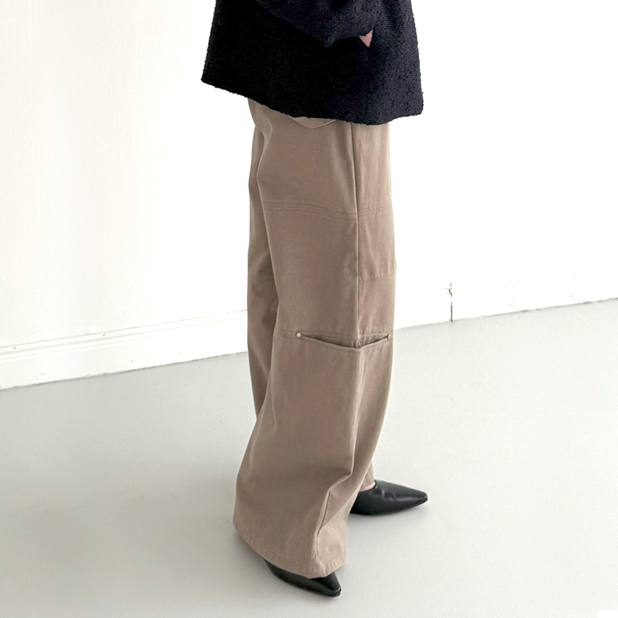 카고 스트링 와이드 팬츠 캐주얼 포켓 카고 바지 - 상세 이미지 4