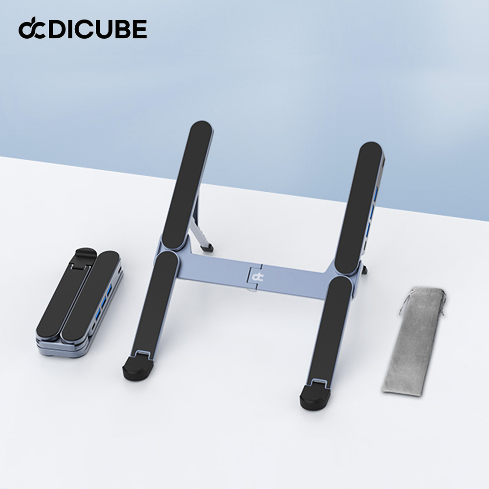 디큐브 Flexen H 4in1 멀티허브 노트북 거치대 USB허브 6단 높이조절 알루미늄 받침대 - 상세 이미지 3