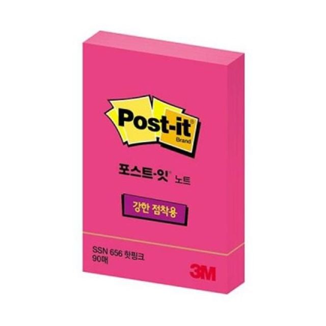 3M 포스트잇 강한점착용 노트 656형광 핫핑크 - 상품 이미지