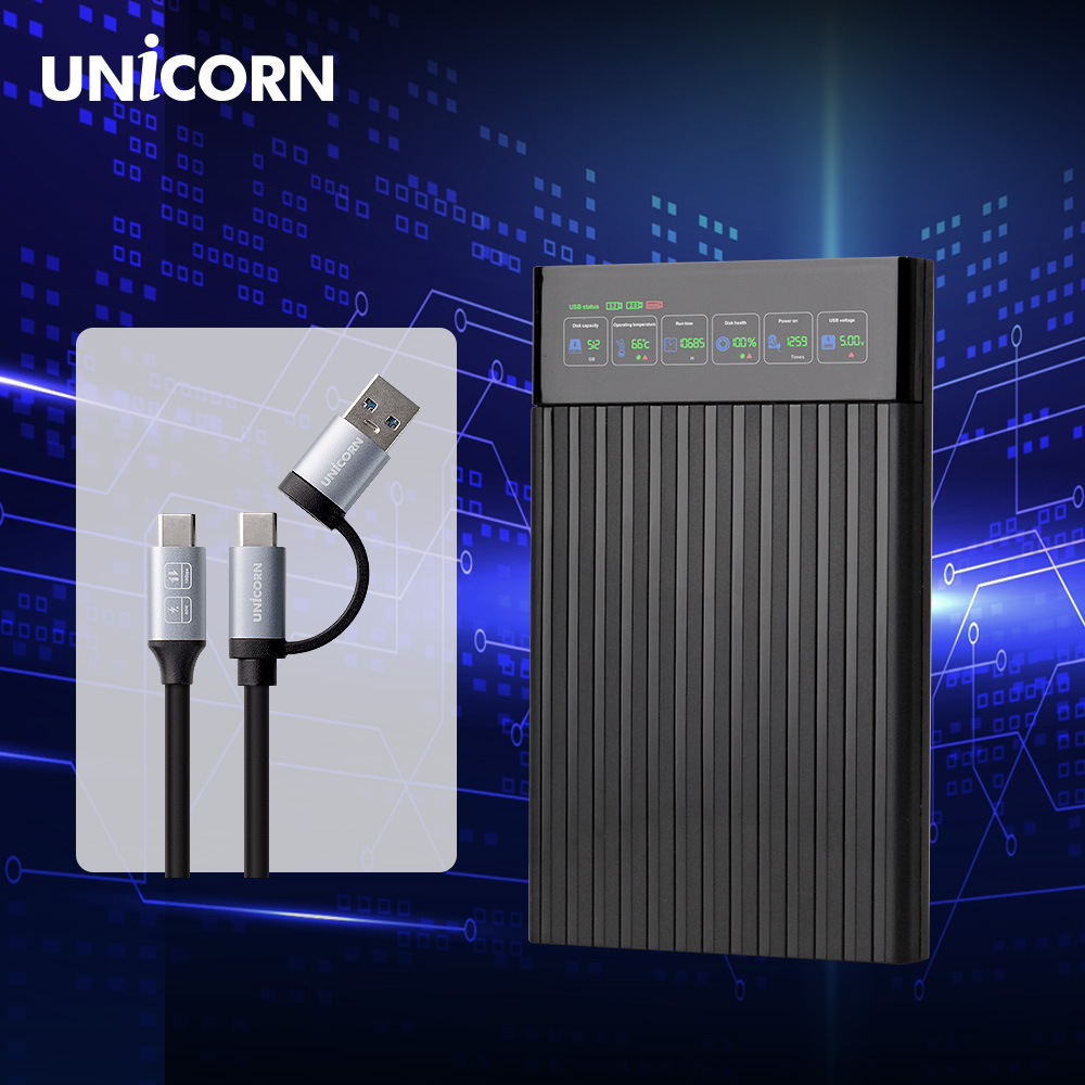 유니콘 스마트LCD 2.5인치 HDD SSD 외장하드케이스 USB3.2Gen1 A+C타입젠더 슬라이딩결합 HSD-L20 이미지 7