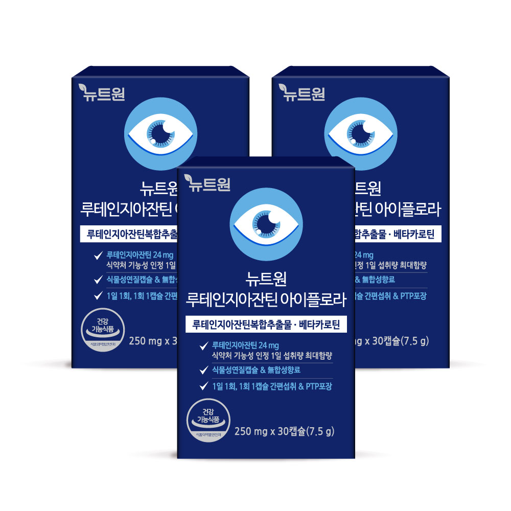 뉴트원 루테인지아잔틴 아이플로라 베타카로틴 눈건강 눈영양제 30캡슐, 3개 - 메인 이미지
