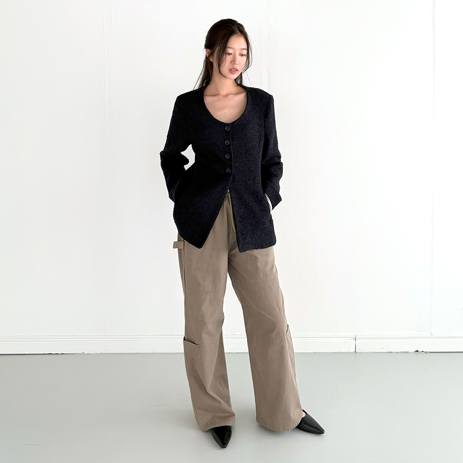 카고 스트링 와이드 팬츠 캐주얼 포켓 카고 바지 - 상세 이미지 2