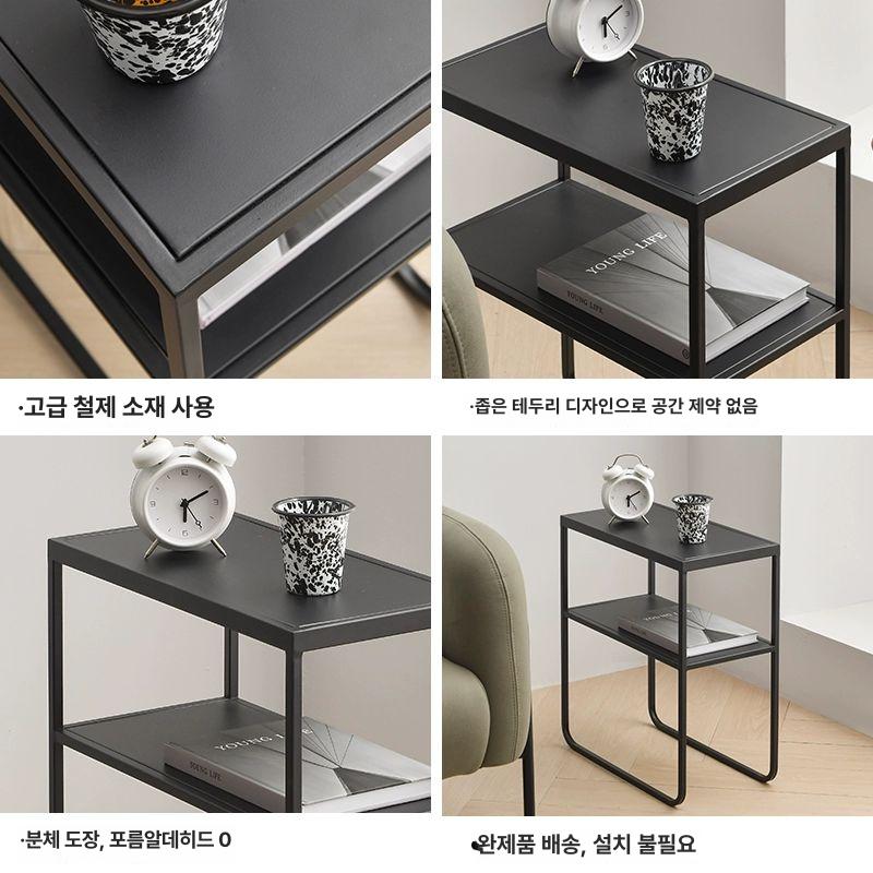 거실 사이드 테이블 협탁 사각 2단 틈새테이블 레이어 - 상세 이미지 5