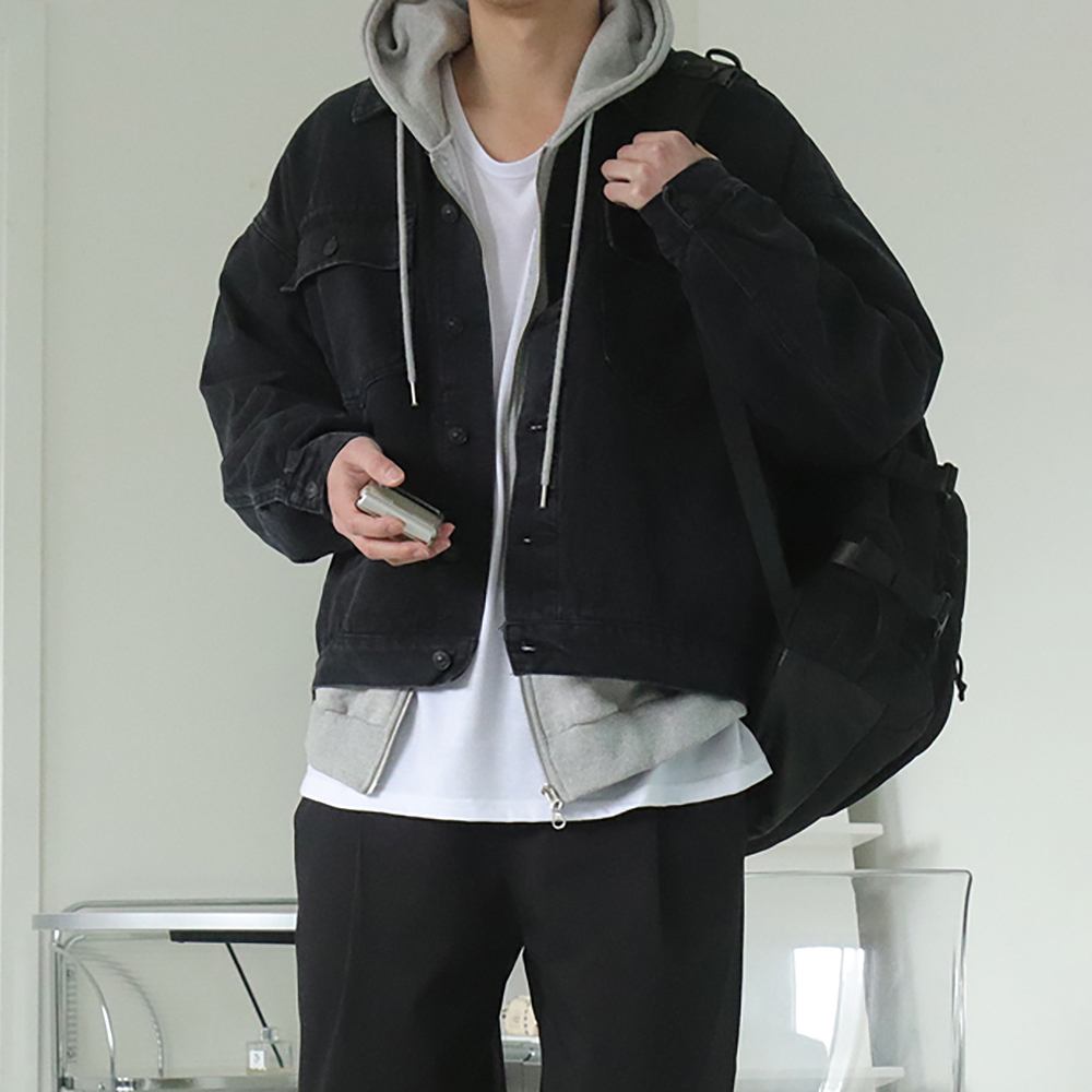 남자 청자켓 오버핏 트러커 데님 남자 자켓 - 상품 이미지