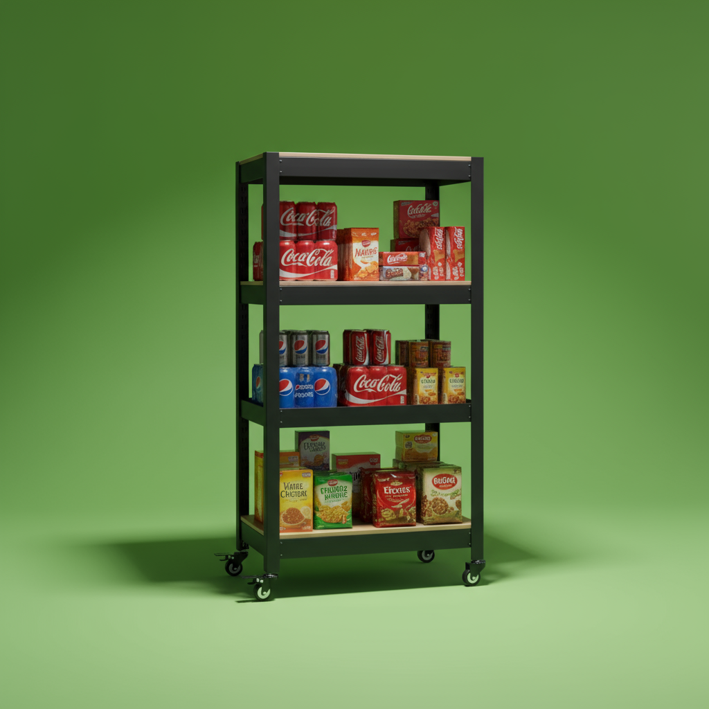 바퀴선반 바퀴달린선반 틈새 트롤리 이동식 트레이 홈던트 4단 303075