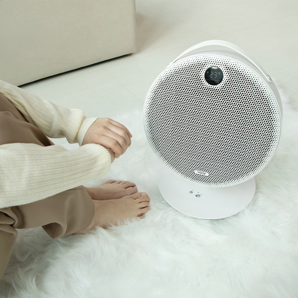 보아르 모노라운드 AI 자동온도조절 회전 미니 전기 온풍기 세라믹PTC 탁상용 소형 원룸