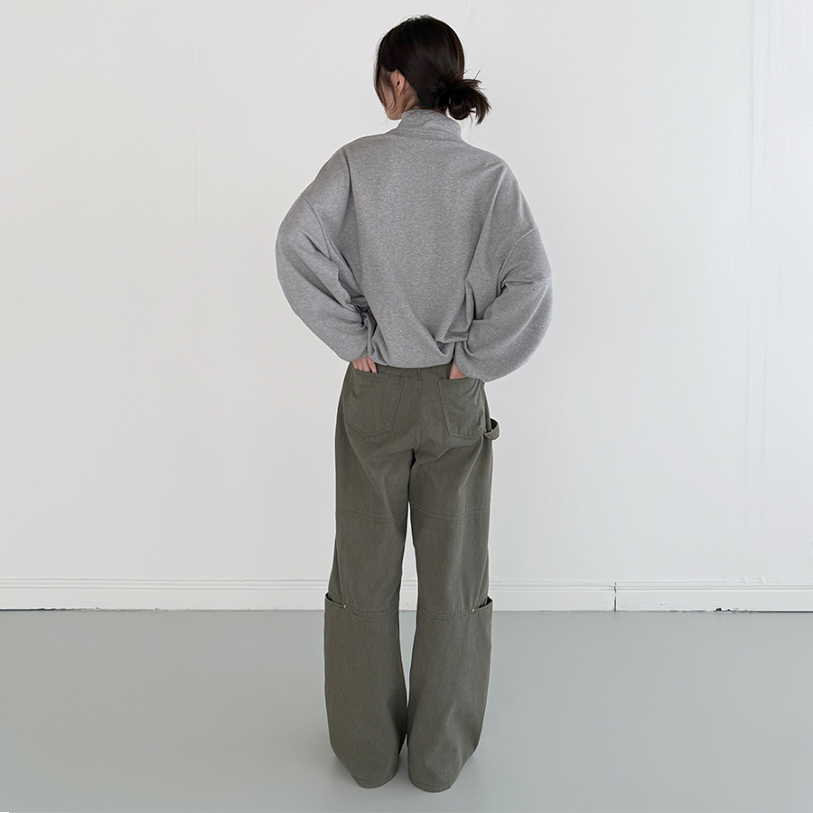 카고 스트링 와이드 팬츠 캐주얼 포켓 카고 바지 - 상세 이미지 5