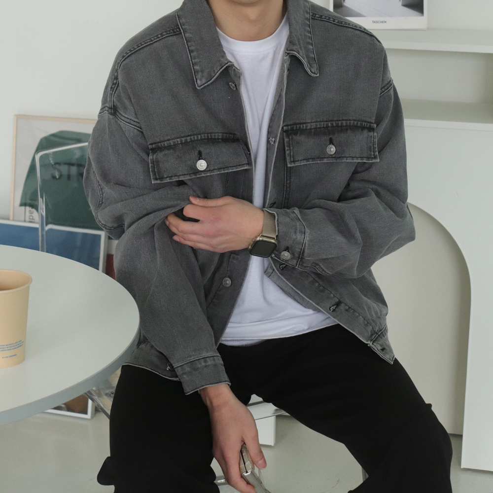 남자 청자켓 오버핏 트러커 데님 남자 자켓 - 상세 이미지 2
