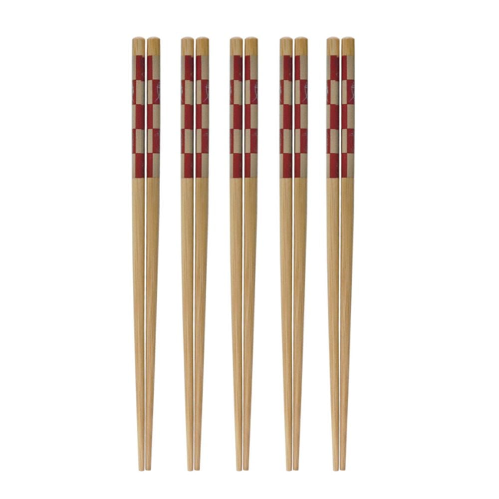 대나무 젓가락 체크 24cm 5P 세트 요리 나무 저분 - 메인 이미지