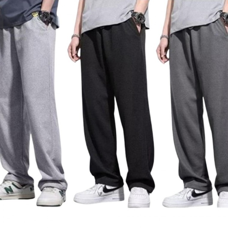 와플 트레이닝 밴딩팬츠 남성 간절기 세미와이드 바지 - 상품 이미지