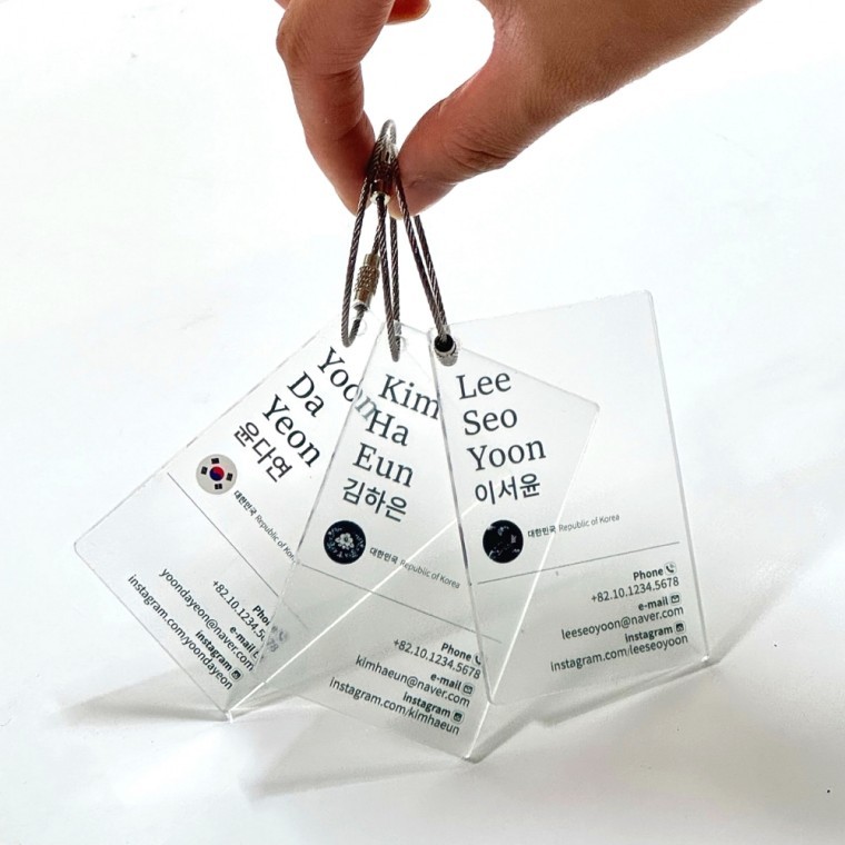 커스텀 아크릴 네임택 키링 태극기 캐리어 네임텍 6종 이름표 네임 태그 주문제작 골프 백 가방 러기지 - 상품 이미지