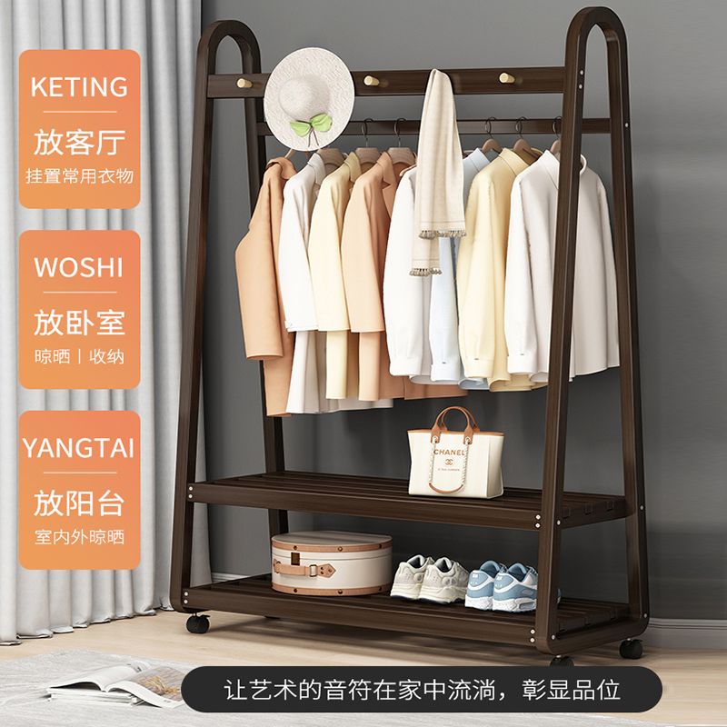 원목 행거 선반 옷가게 헹거 월넛 스탠드 이동식 인테리어 틈새 호두 50CM 레귤러 더블 레이어 - 상세 이미지 3