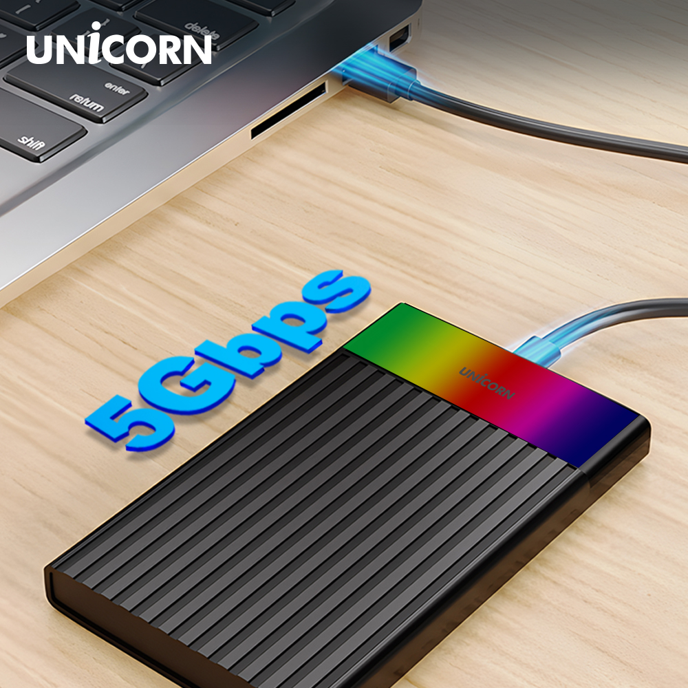 유니콘 USB3.2 Gen1 2.5인치 HDD SSD 외장하드케이스 컬러LED A+C타입젠더 슬라이딩결합 HSD-V10 - 상세 이미지 5