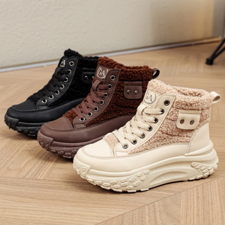겨울 양털 방한운동화 기모 앵클부츠 여성 패딩 신발 - 상품 이미지