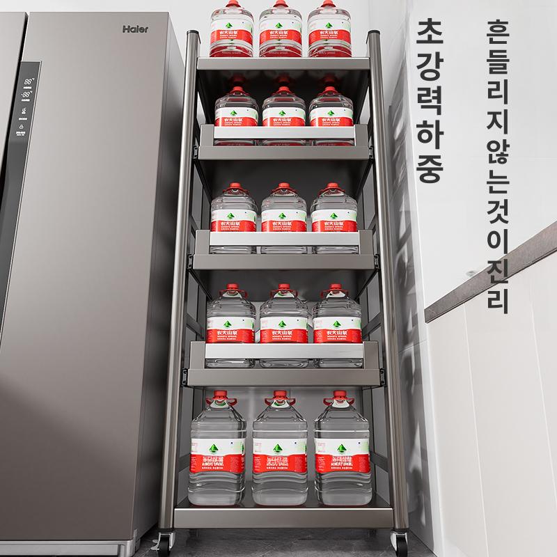 슬라이드 조립식 수납장 전자레인지 레일 다이 밥솥선반 - 상세 이미지 4